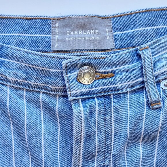Everlane 90's Cheeky Straight Jean Stripe Ankle Light Wash Size 28 - Picture 9 of 11